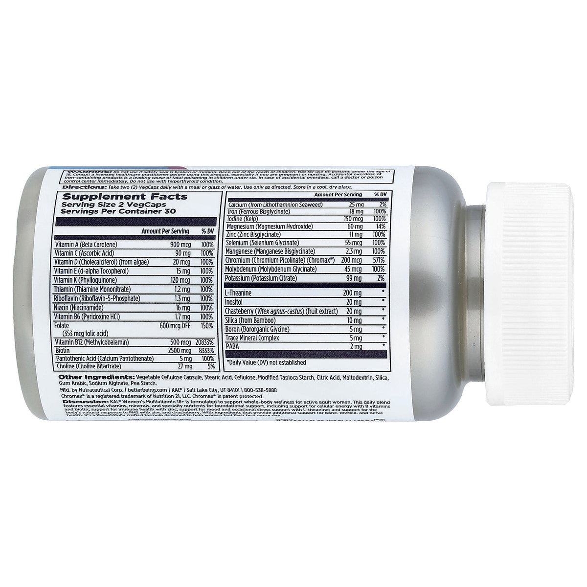 KAL, Women's 18+ Multivitamin, 60 VegCaps