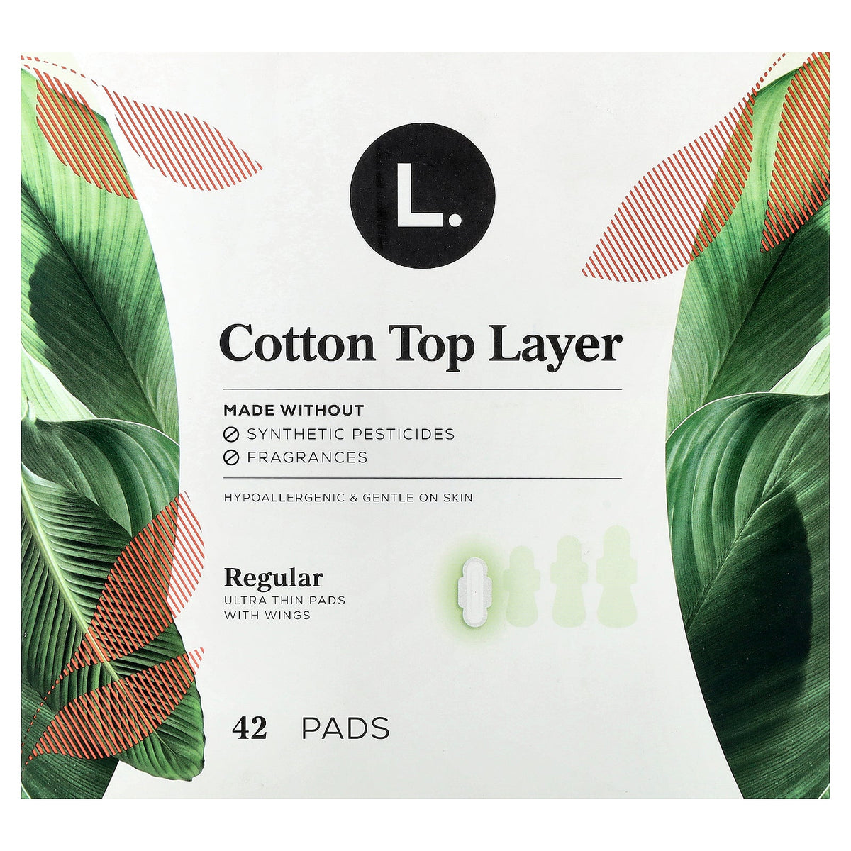 L., Cotton Top Layer, Ultra Thin Pads with Wings, Regular, 42 Pads