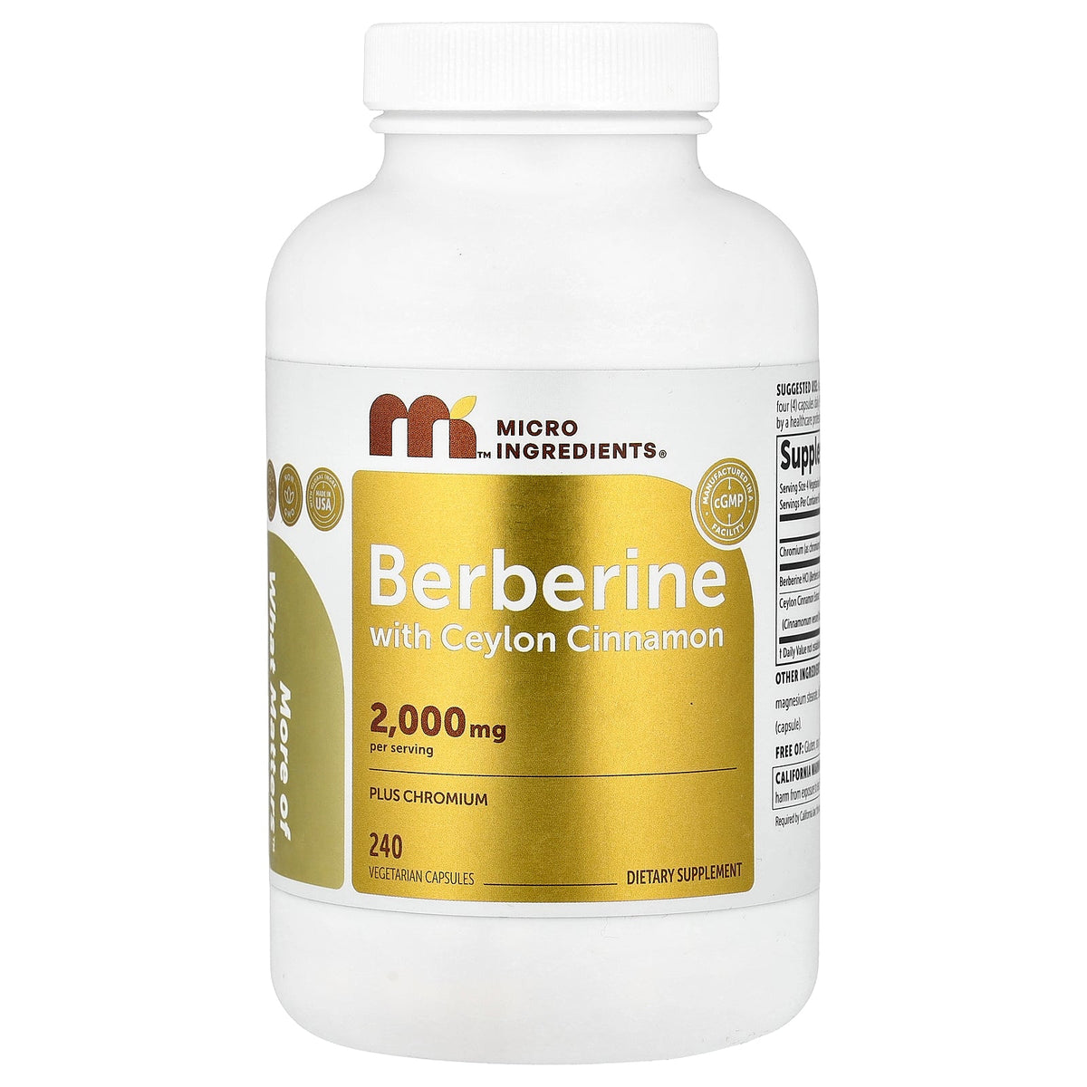 Micro Ingredients, Berberine with Ceylon Cinnamon, 240 Capsules