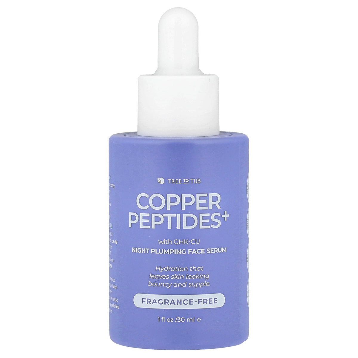 Tree To Tub, Copper Peptides+, Night Plumping Face Serum, Fragrance Free, 1 fl oz (30 ml)