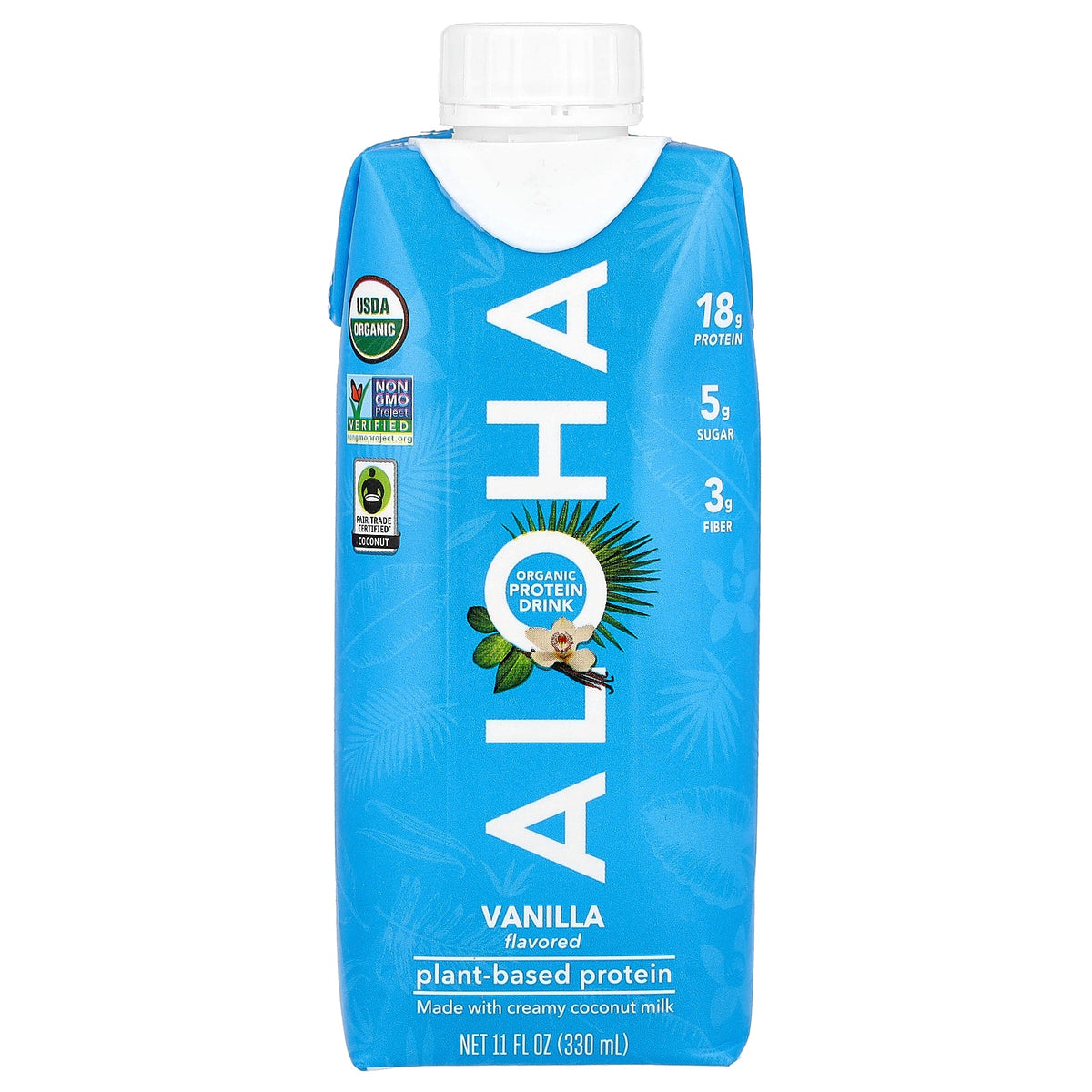 Aloha, Organic Protein Drinks, Vanilla, 4 Cartons, 11 fl oz (330 ml) Each