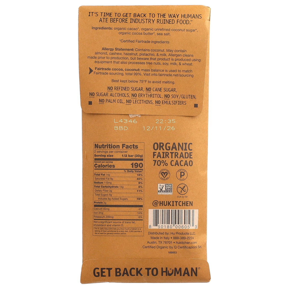 Hu, Salty Dark Chocolate, 2.1 oz (60 g)