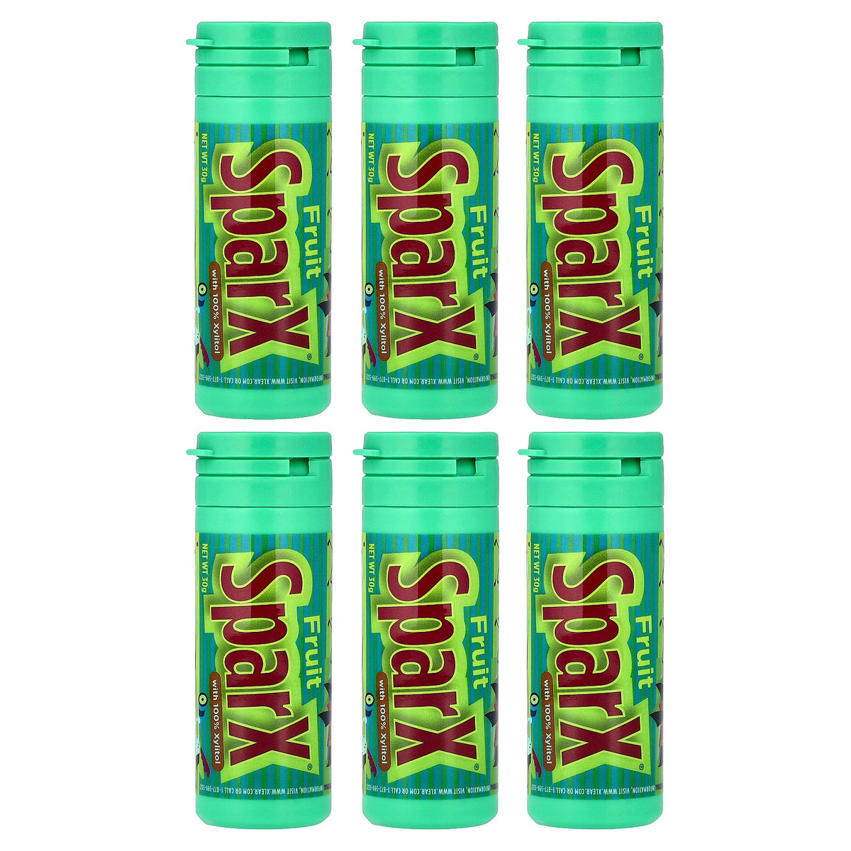Spry, SparX® Candy, Fruit, 6 Bottles, 30 g Each