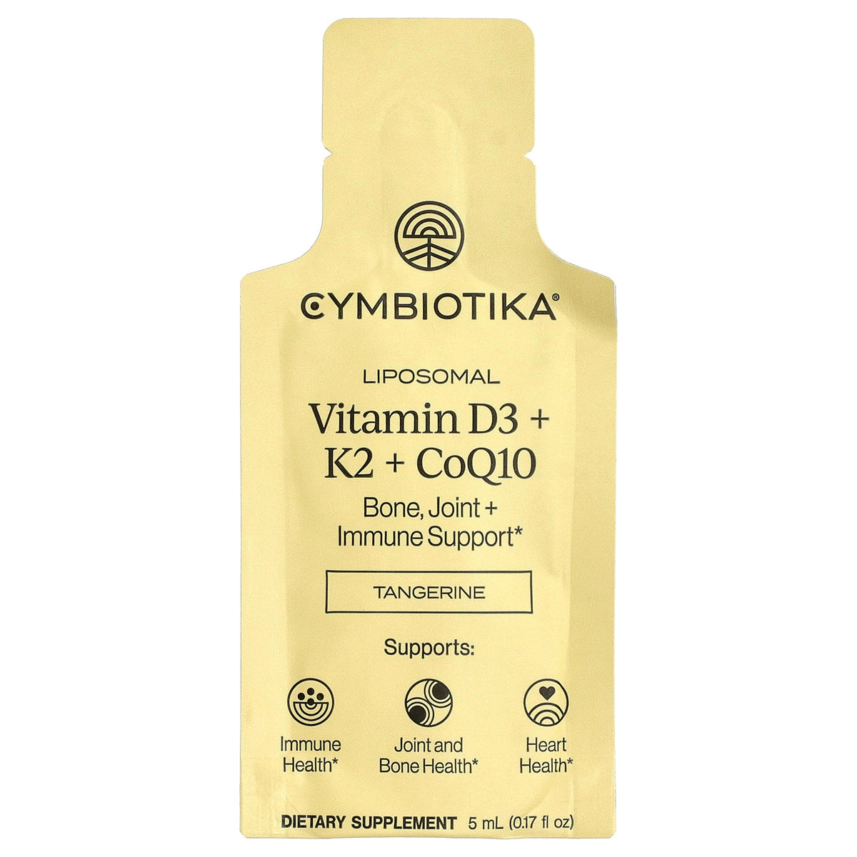Cymbiotika, Liposomal Vitamin D3 + K2 + CoQ10, Tangerine, 28 Liquid Packets, 0.17 fl oz (5 ml) Each