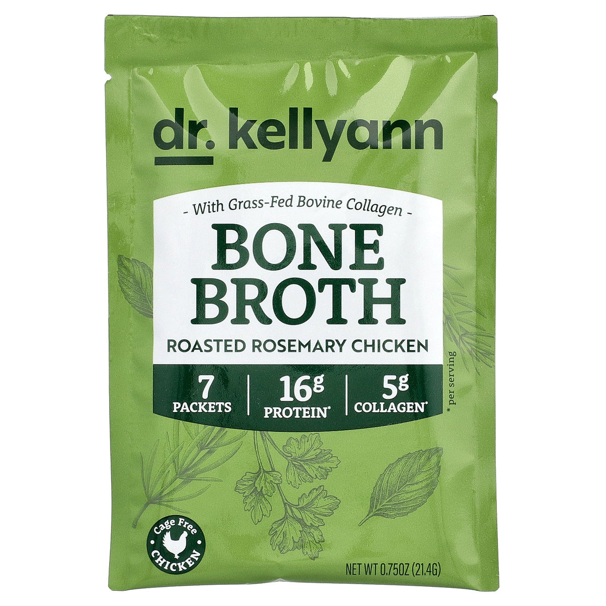 Dr. Kellyann, Bone Broth, Roasted Rosemary Chicken, 7 Packets, 0.75 oz (21.4 g) Each