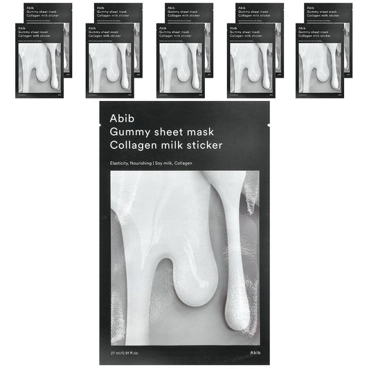 Abib, Gummy Beauty Sheet Mask, Collagen Milk Sticker, 10 Sheets, 0.91 fl oz (27 ml) Each