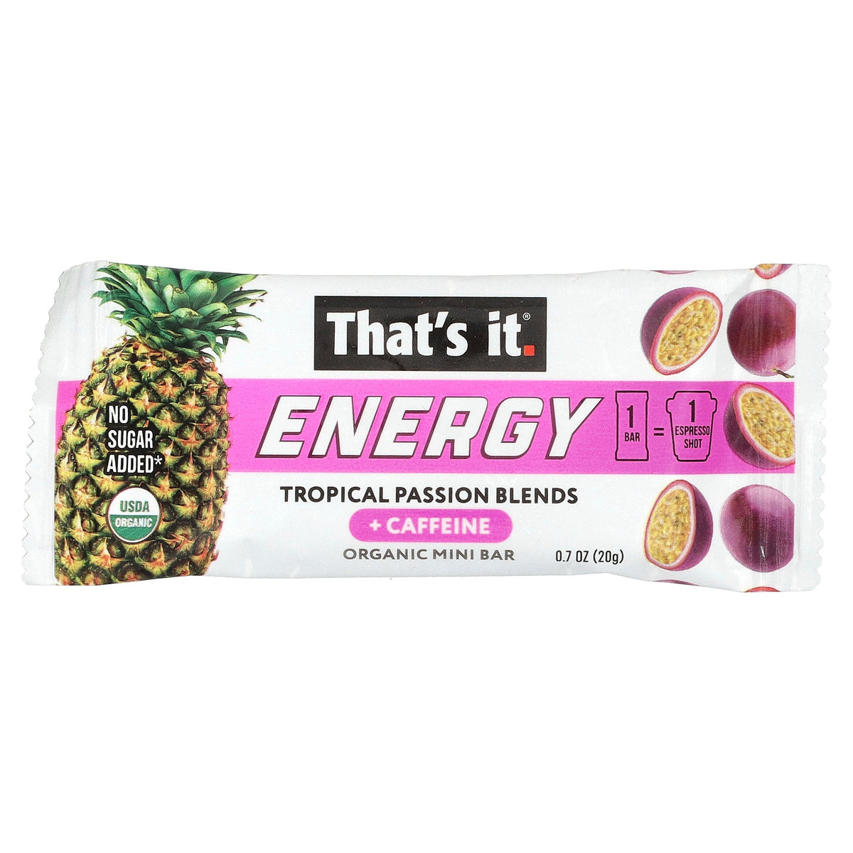 That's It, Energy, Organic Mini Bars, Tropical Passion Blends, 6 Mini Bars, 0.7 oz (20 g) Each