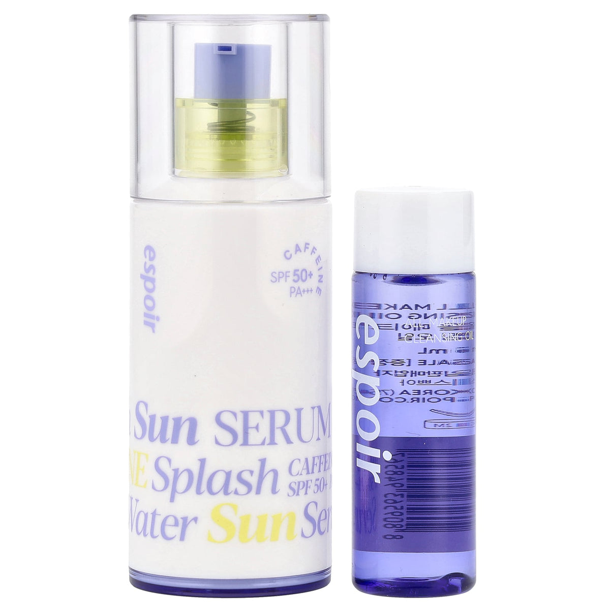 Espoir, Water Splash Sun Serum, SPF 50+ PA+++ & All Makeup Cleansing Oil, 2 Piece Set