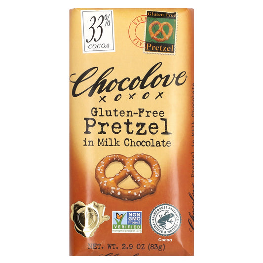 Chocolove, Gluten-Free Pretzel in Milk Chocolate, 33% Cocoa, 2.9 oz (83 g)