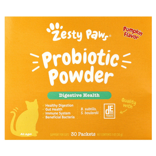 Zesty Paws, Prebiotic Powder, For Cats, All Ages, Pumpkin, 30 Packets, 1 oz (30 g)