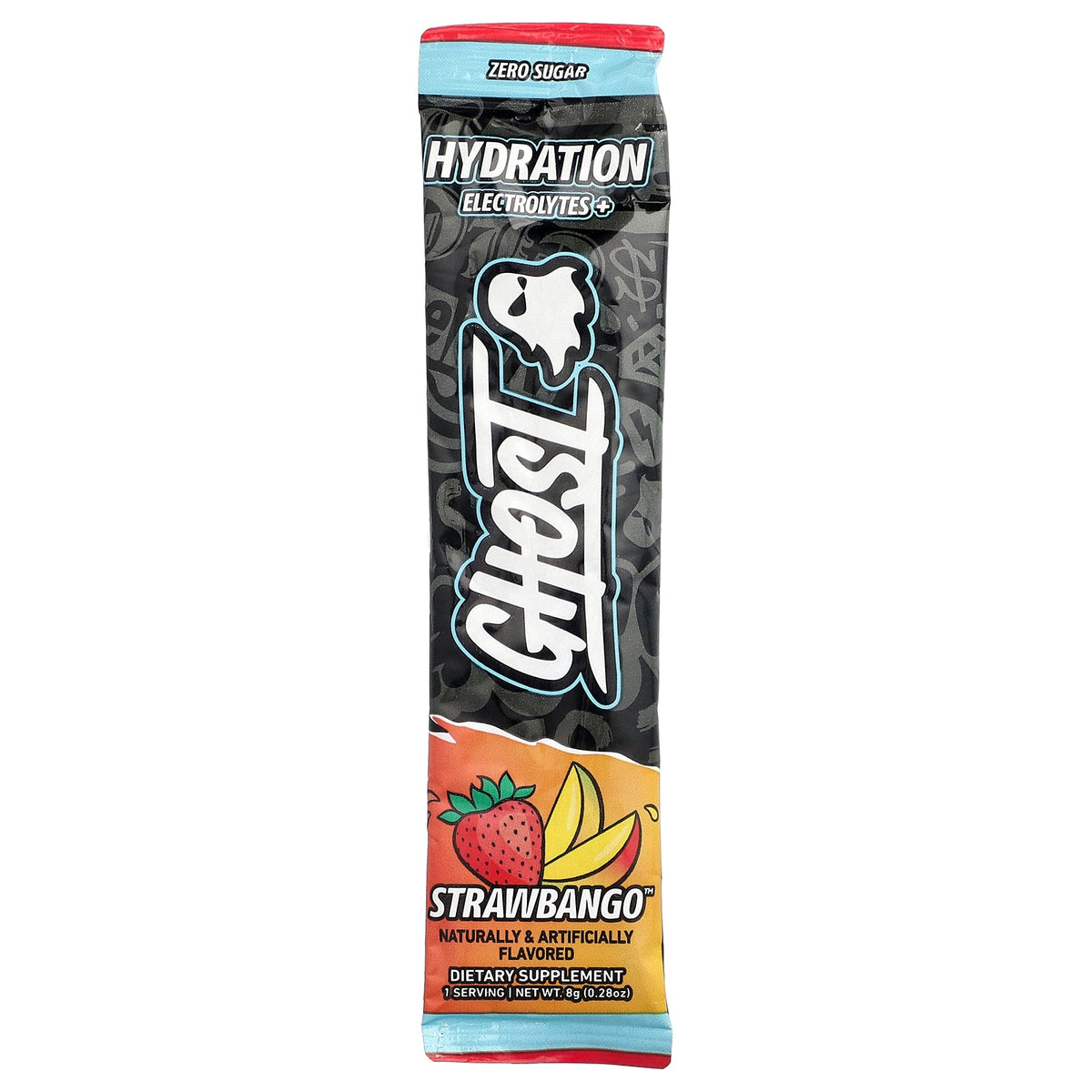 Ghost, Hydration Electrolytes+, Strawbango™, 8 On-The-Go Sticks, 0.28 oz (8 g) Each