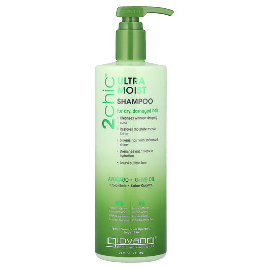 Giovanni, 2chic®, Ultra-Moist Shampoo, For Dry, Damaged Hair, Avocado + Olive Oil, 24 fl oz (710 ml)