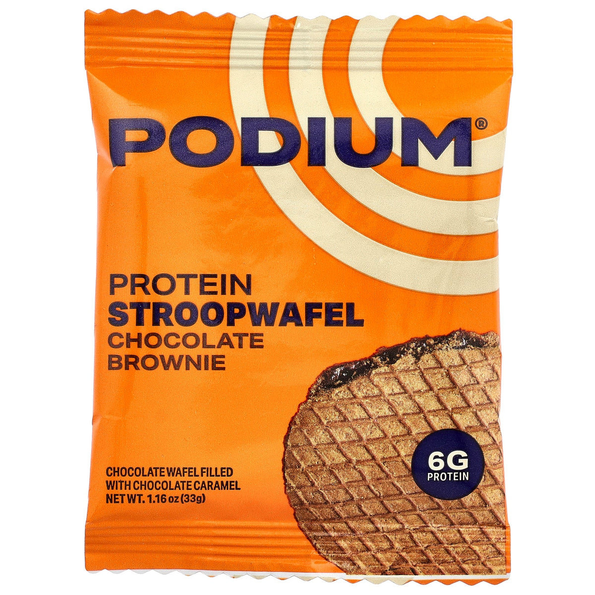 Podium Nutrition, Protein Stroopwafel, Chocolate Brownie, 8 Wafels, 1.16 oz (33 g) Each