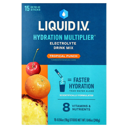 Liquid I.V., Hydration Multiplier®, Electrolyte Drink Mix, Tropical Punch, 15 Sicks, 0.56 oz (16 g) Each