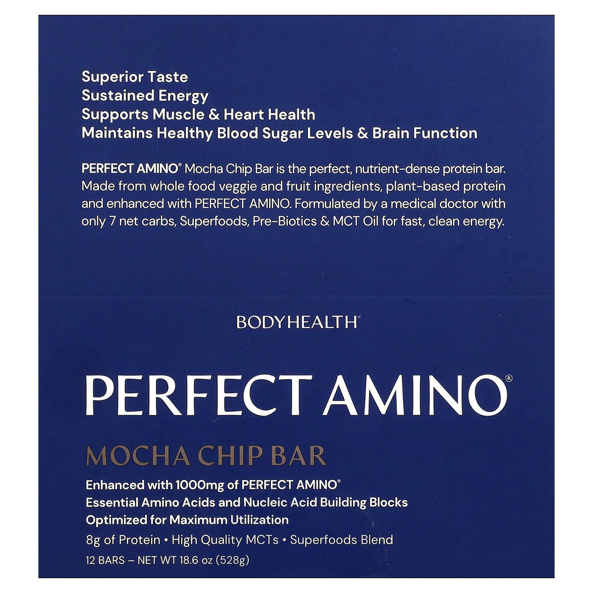 BodyHealth, Perfect Amino® Bar, Mocha Chip, 12 Bars, 1.55 oz (44 g) Each