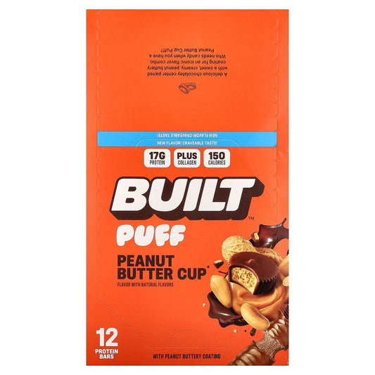 Built, Puff, Protein Bars, Peanut Butter Cup, 12 Bars, 1.41 oz (40 g) Each