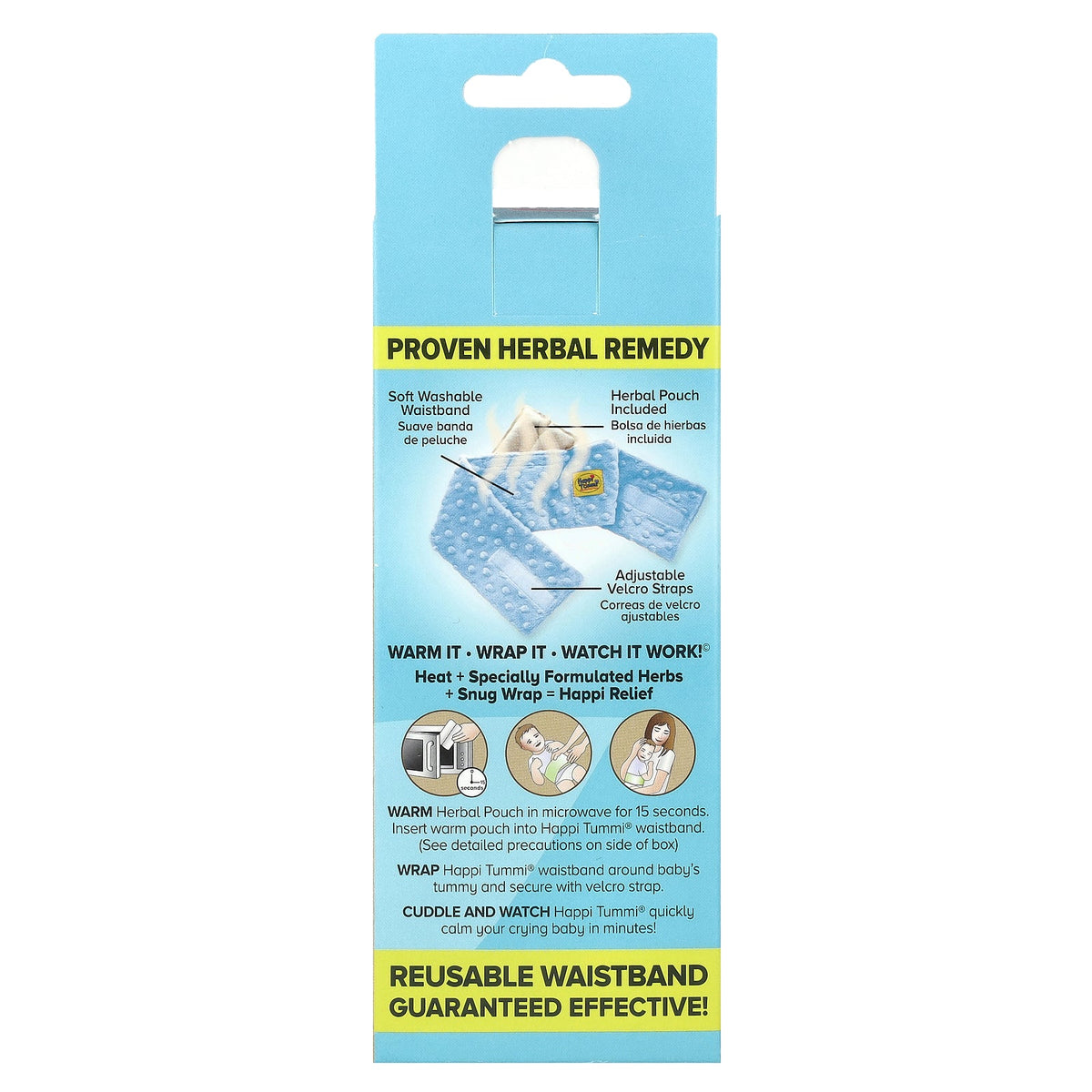 Happi Tummi, Fast Relief Colic & Gas Natural Wrap, Infants to 36 Months, Blue, 1 Wrap & 1 Herbal Pouch