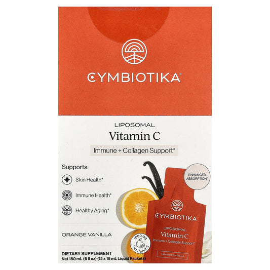 Cymbiotika, Liposomal Vitamin C, Orange Vanilla, 12 Liquid Packets, 0.15 fl oz (5 ml) Each