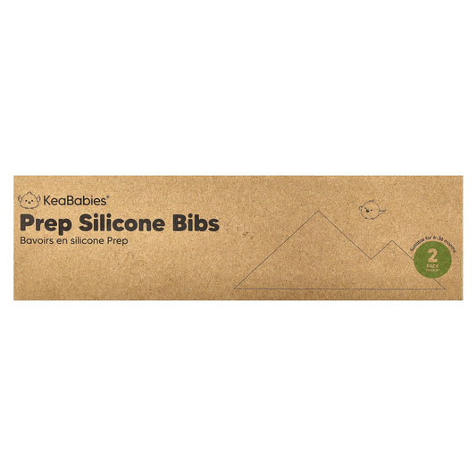 KeaBabies, Prep Silicone Bibs, 3-36 Months, Mellow, 2 Pack