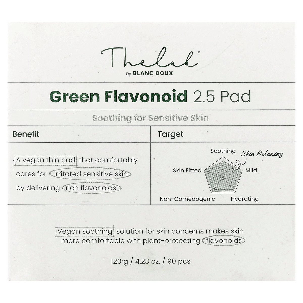 The Lab by BLANC DOUX, Green Flavonoid 2.5 Pad , 90 pcs, 4.23 oz (120 g)