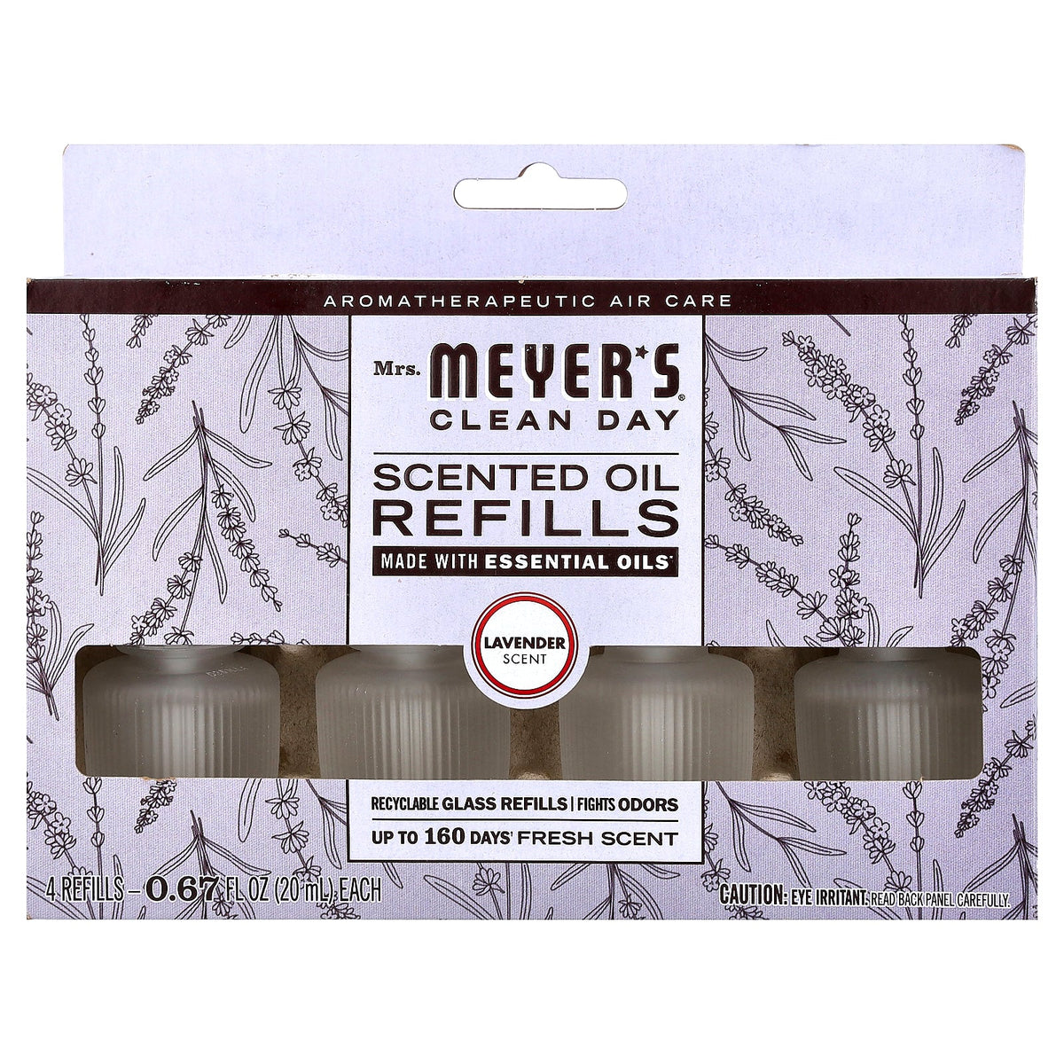 Mrs. Meyers Clean Day, Scented Oil Refills, Lavender, 4 Refills, 0.67 fl oz (20 ml) Each