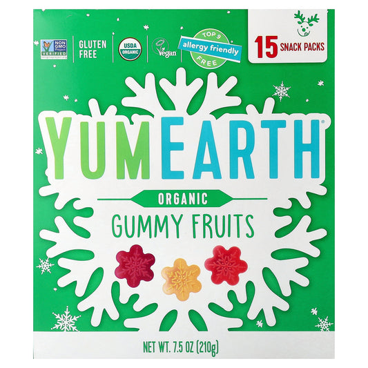 YumEarth, Organic Gummy Fruits, 15 Snack Packs, 0.5 oz (14 g) Each