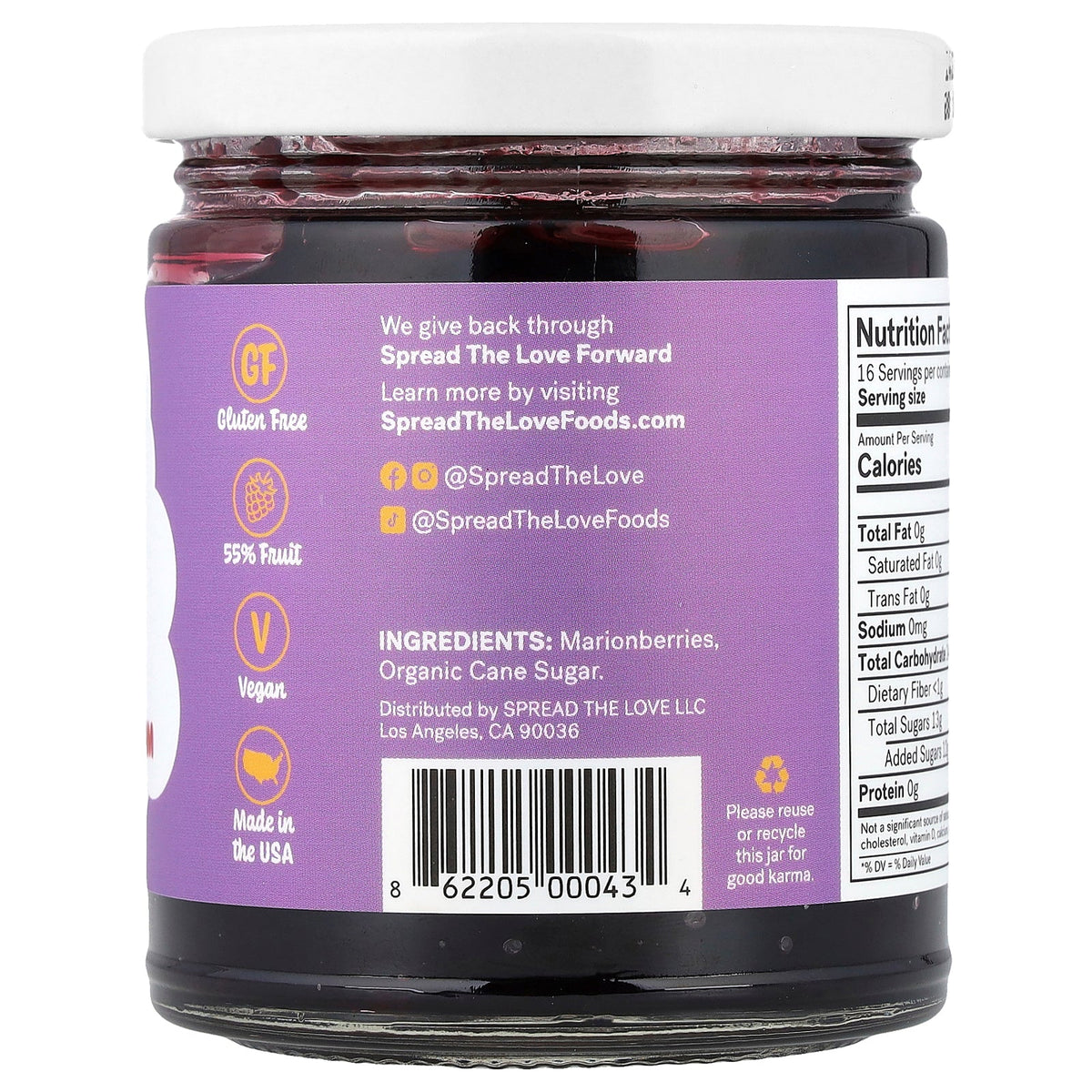 Spread The Love, Artisan Marionberry Jam, 11.5 oz (326 g)