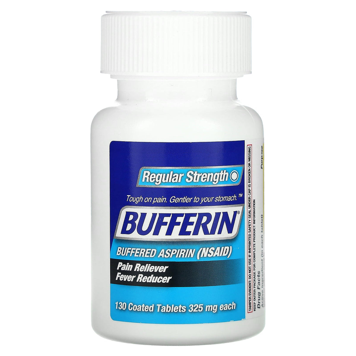 Bufferin, Buffered Aspirin (NSAID), Regular Strength, 130 Coated Tablets (325 mg per Tablet)