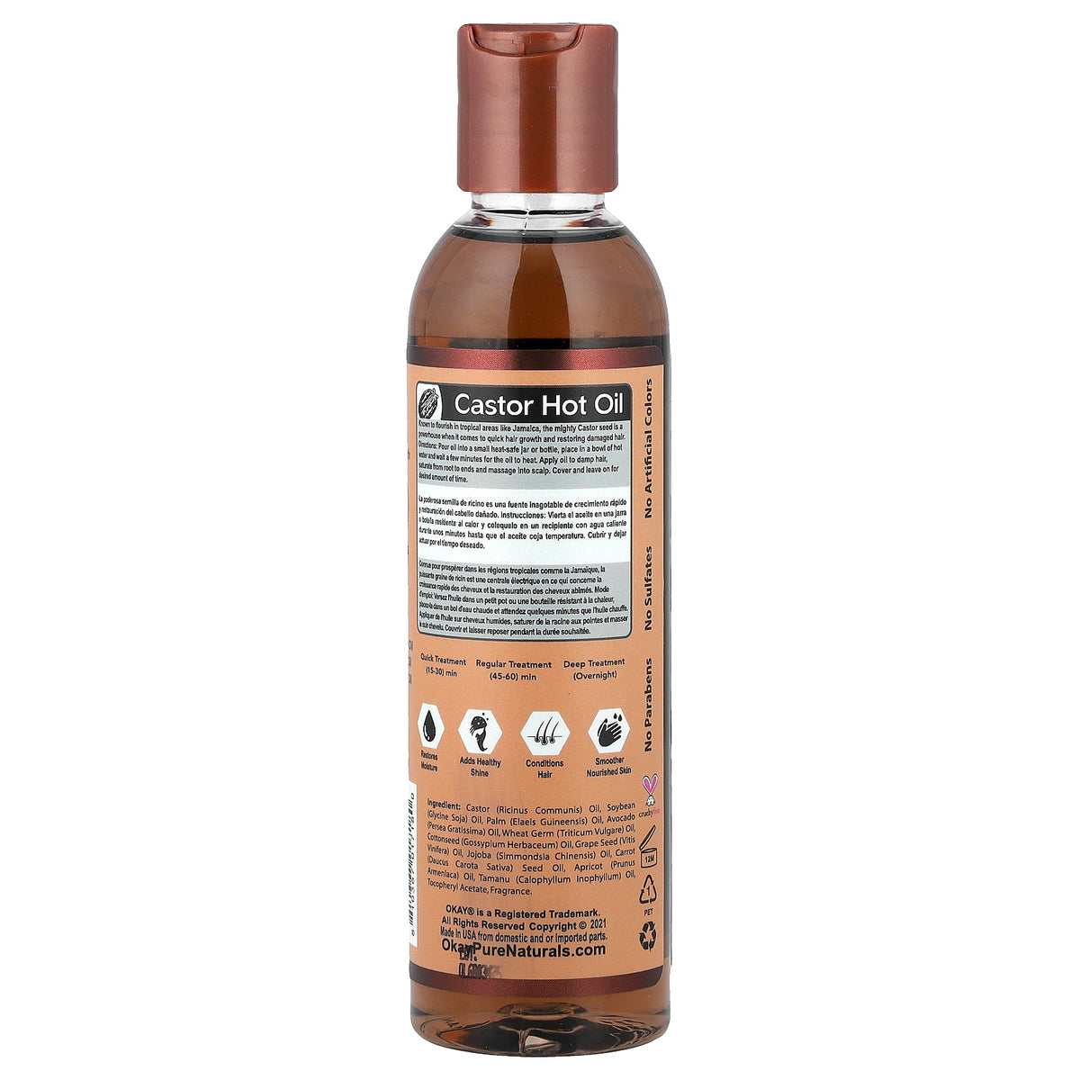 Okay Pure Naturals, Black Jamaican Castor Oil®, Hot Oil Treatment, 6 oz (177 ml)