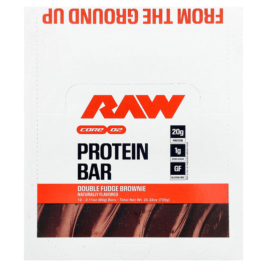 Raw Nutrition, Protein Bar, Double Fudge Brownie, 12 Bars, 2.11 oz (60 g) Each