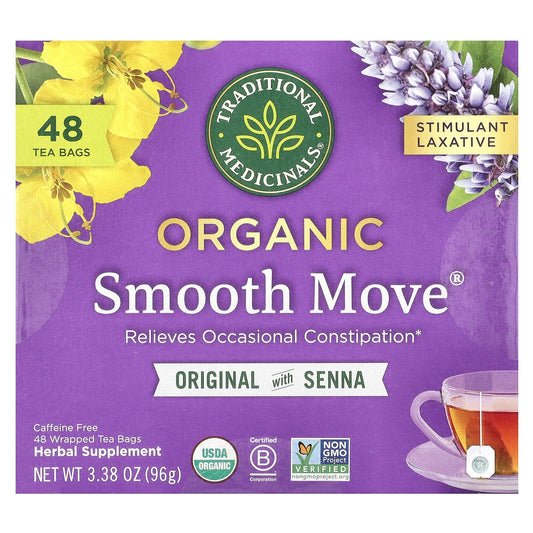 Traditional Medicinals, Organic Smooth Move®, Original with Senna, Caffeine Free, 48 Wrapped Tea Bags, 3.38 oz (96 g)