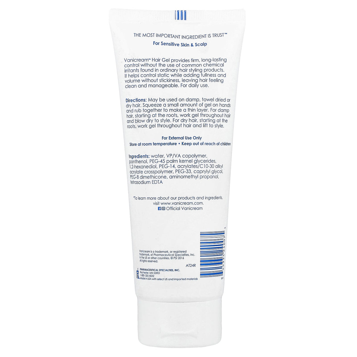 Vanicream, Hair Gel, For Sensitive Skin, 7 oz (198 g)