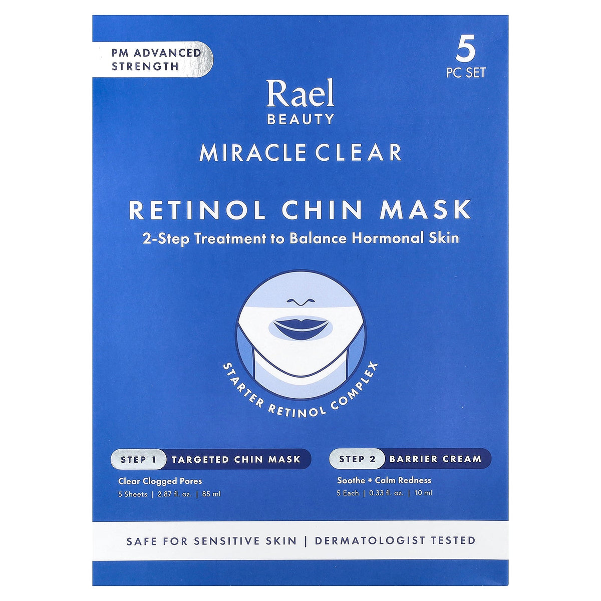 Rael, Miracle Clear, Retinol Chin Beauty Mask, Barrier Cream, 10 Piece Kit