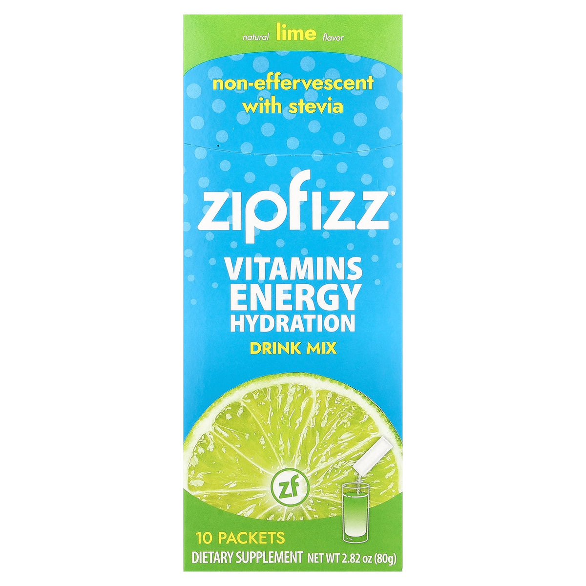 Zipfizz, Energy Drink Mix, Lime, 10 Packets, 0.28 oz (8 g) Each