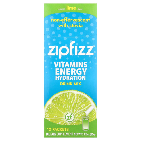 Zipfizz, Energy Drink Mix, Lime, 10 Packets, 0.28 oz (8 g) Each