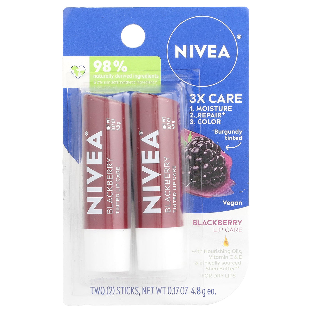 Nivea, Tinted Lip Care, Blackberry, 2 Pack, 0.17 oz (4.8 g) Each