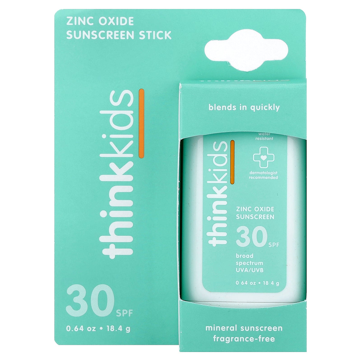 think, Thinkkids®, Zinc Oxide Sunscreen Stick, SPF 30, Fragrance Free, 0.64 oz (18.4 g)