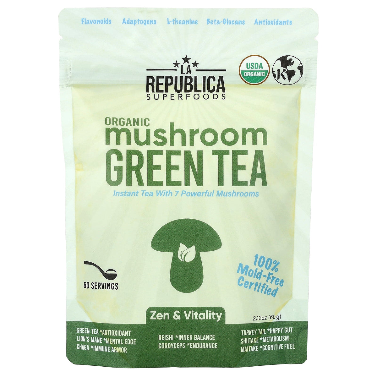 La Republica, Organic Mushroom Green Tea, 2.12 oz (60 g)