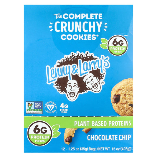 Lenny & Larry's, The Complete Crunchy Cookies®, Chocolate Chip, 12 Bags, 1.25 oz (35 g) Each