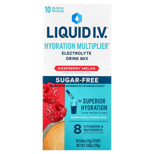 Liquid I.V., Hydration Multiplier®, Electrolyte Drink Mix, Raspberry Melon, Sugar Free, 10 Sticks, 0.45 oz (13 g) Each