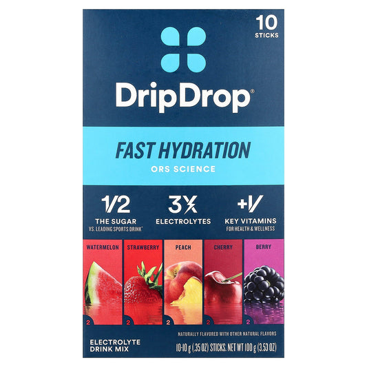 DripDrop, Electrolyte Drink Mix, Variety Pack, 10 Sticks, 0.35 oz (10 g) Each