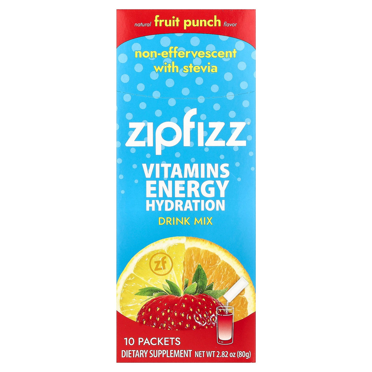 Zipfizz, Energy Drink Mix, Fruit Punch, 10 Packets, 0.28 oz (8 g) Each