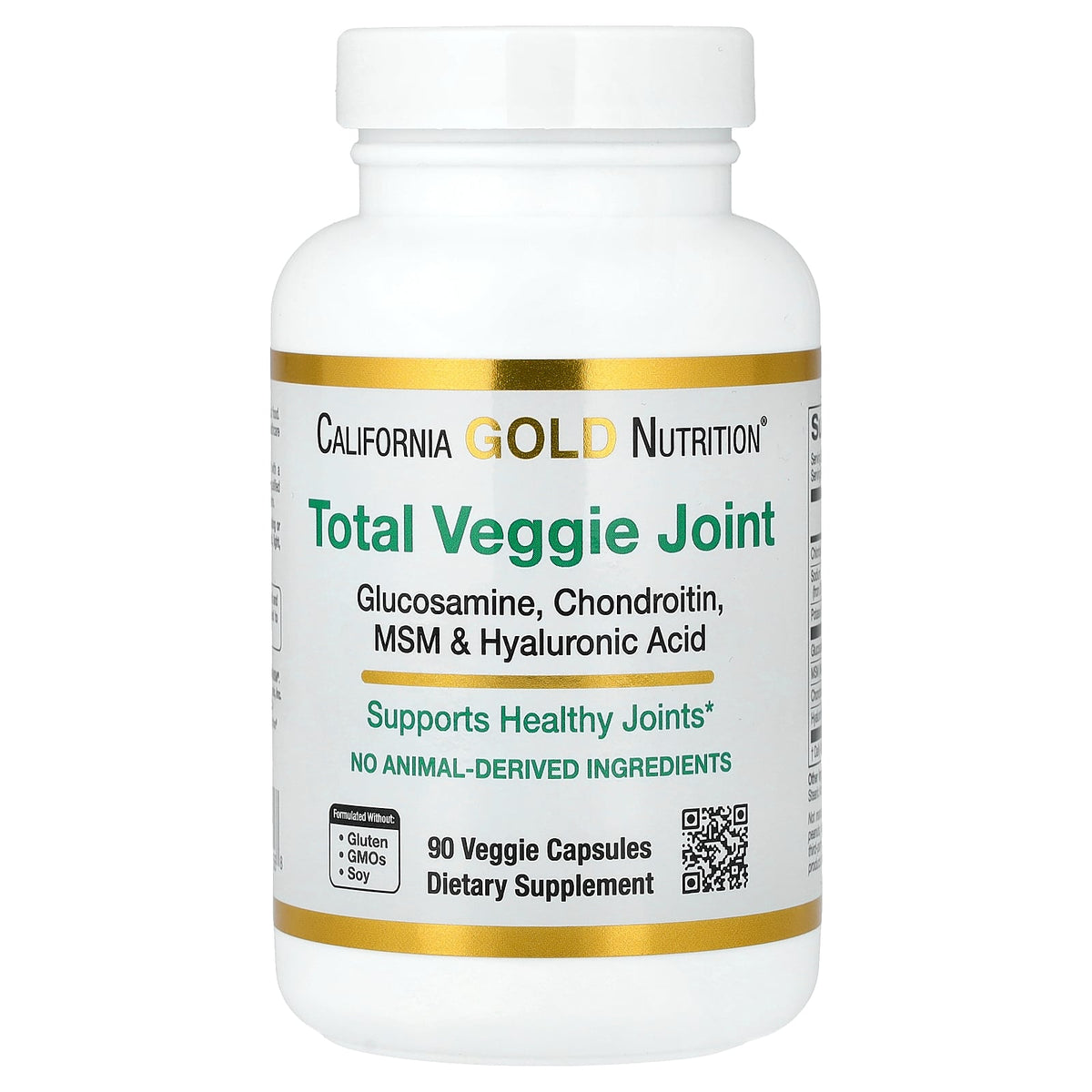 California Gold Nutrition, Total Veggie Joint Support Formula with Glucosamine, Chondroitin, MSM, and Hyaluronic Acid, 90 Veggie Capsules