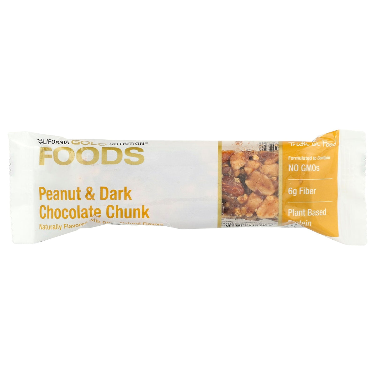 California Gold Nutrition, Foods, Peanut & Dark Chocolate Chunk Bars with Dry Roasted Almonds, Chicory Root Fiber, Pea Crisps and Honey, 12 Bars, 1.4 oz (40 g) Each