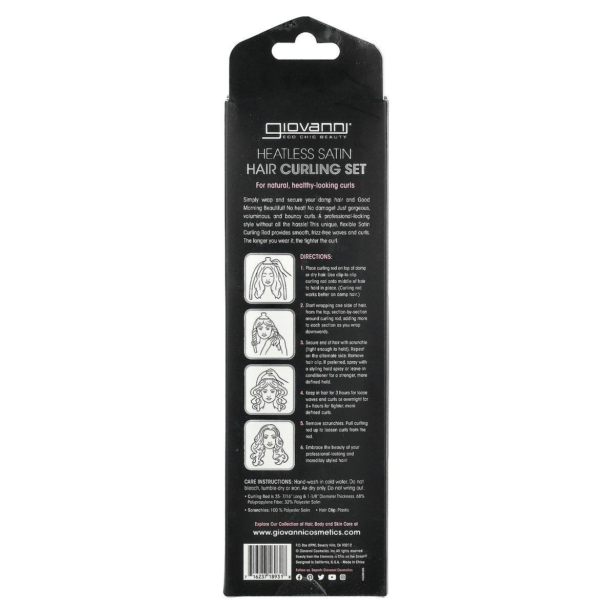 Giovanni, Heatless Satin, Hair Curling Set, Ivory, 4 Pieces