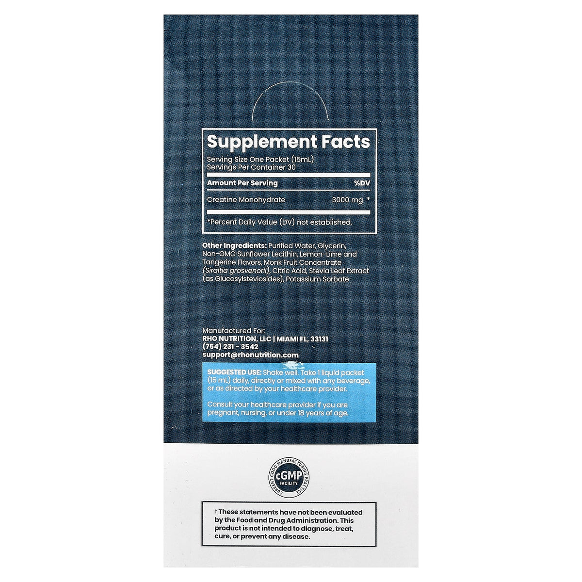 Rho Nutrition, Liposomal Creatine Monohydrate, 30 Liquid Packets, 0.5 fl oz (15 ml)