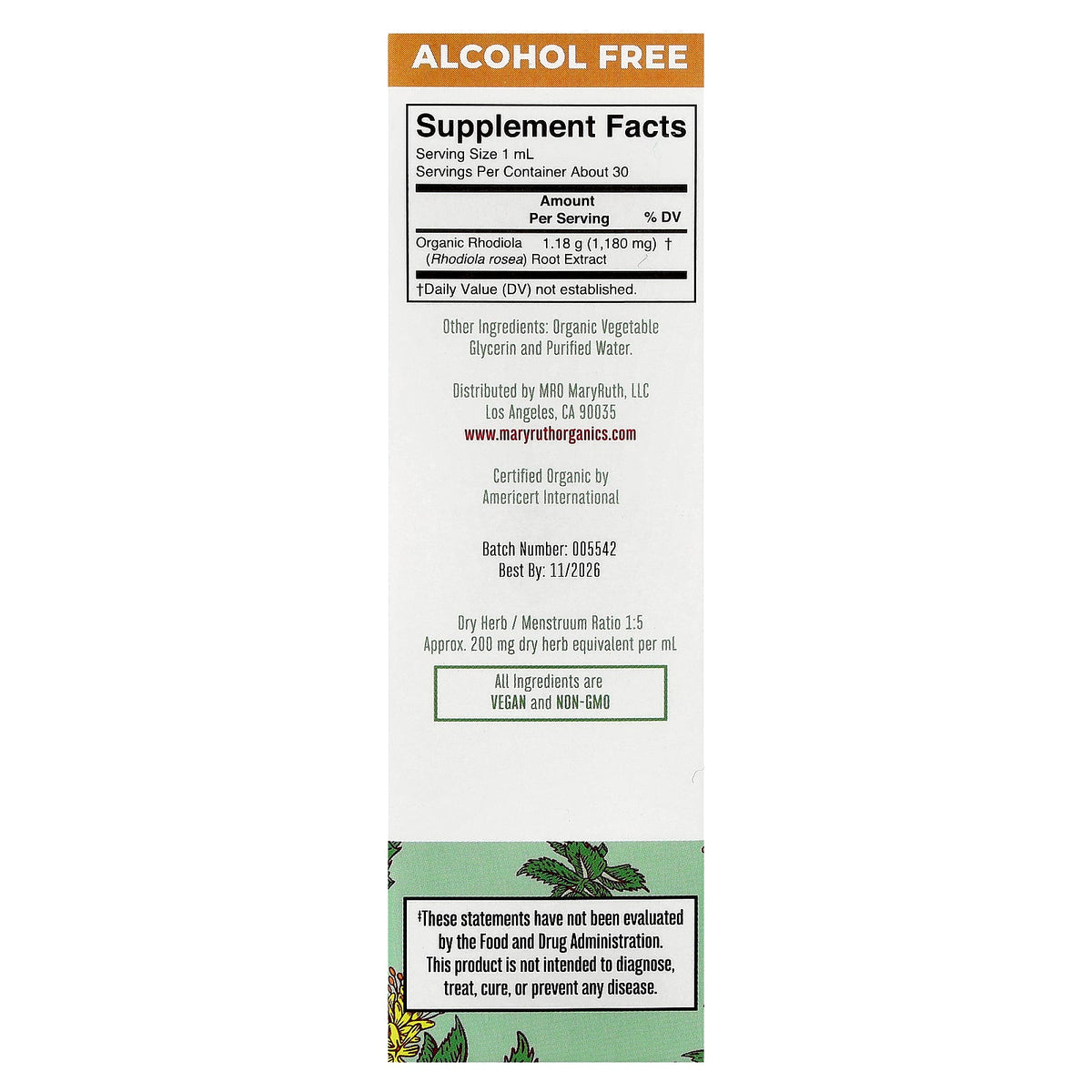 MaryRuth's, Organic Rhodiola Liquid Extract, 1 fl oz (30 ml)