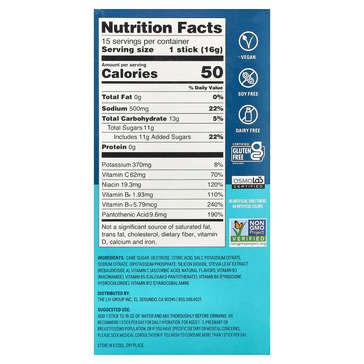 Liquid I.V., Hydration Multiplier®, Electrolyte Drink Mix, Mango, 15 Sicks, 0.56 oz (16 g) Each
