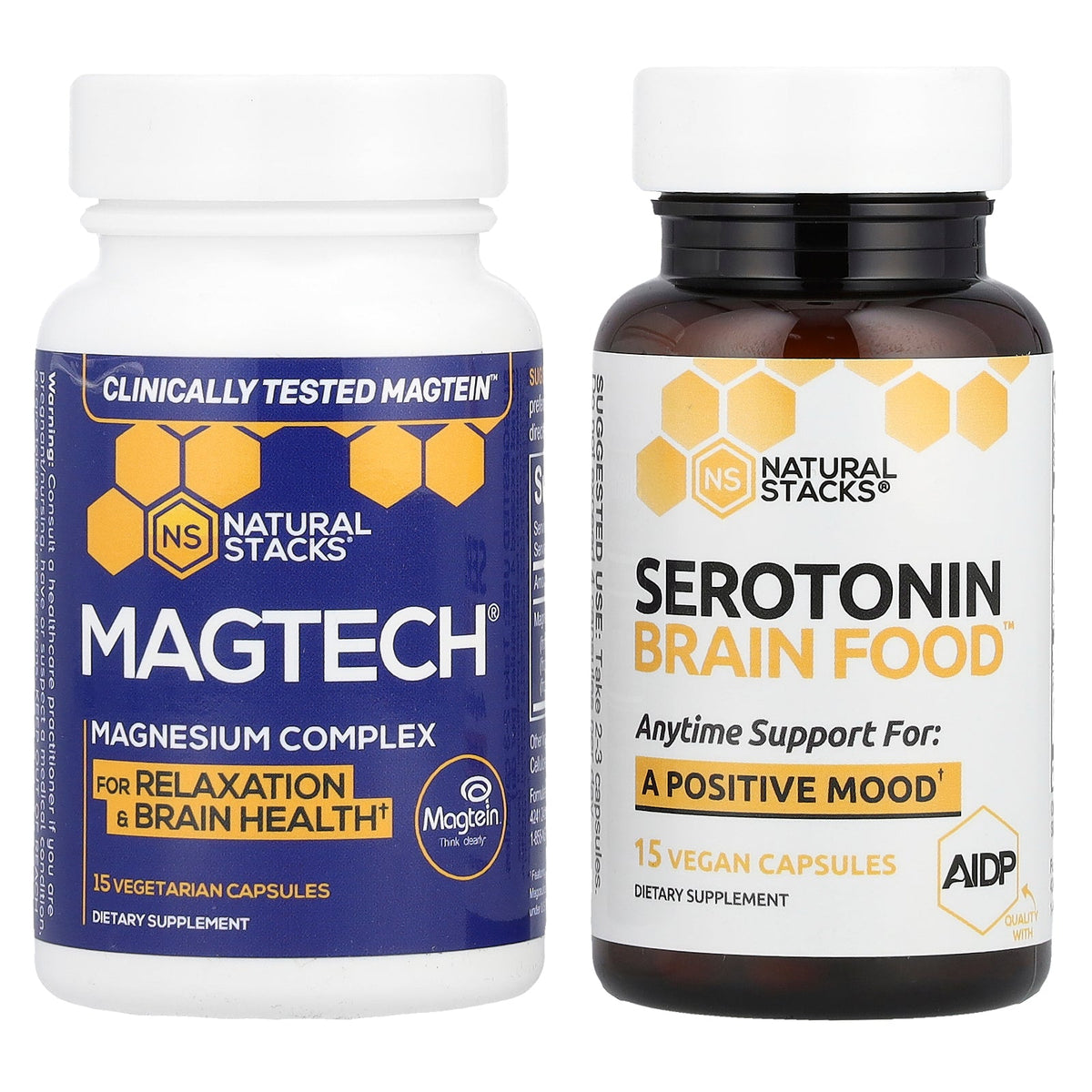 Natural Stacks, Mood Stack, 2 Bottles, 15 Vegetarian Capsules Each