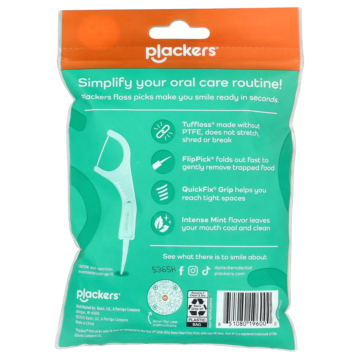 Plackers, Micro Line®, Floss Picks, Intense Mint, 90 Count